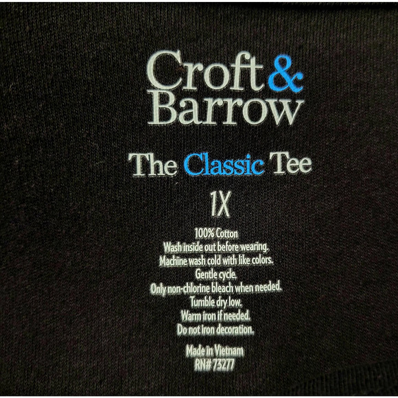 Croft & Barrow Shirt Womens 1X Black Christmas Peace Wreath Long Sleeve Tee New - Picture 2 of 8